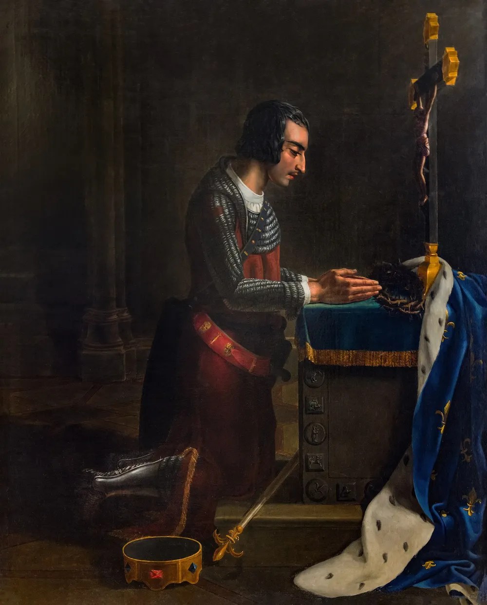 San Luis en oración, por Fortuné Dufau, Museo de Bellas Artes de Gaillac, Francia