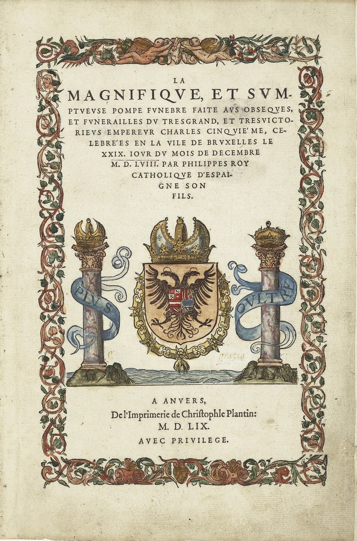 Portada de la Procesión fúnebre en honor a Carlos V