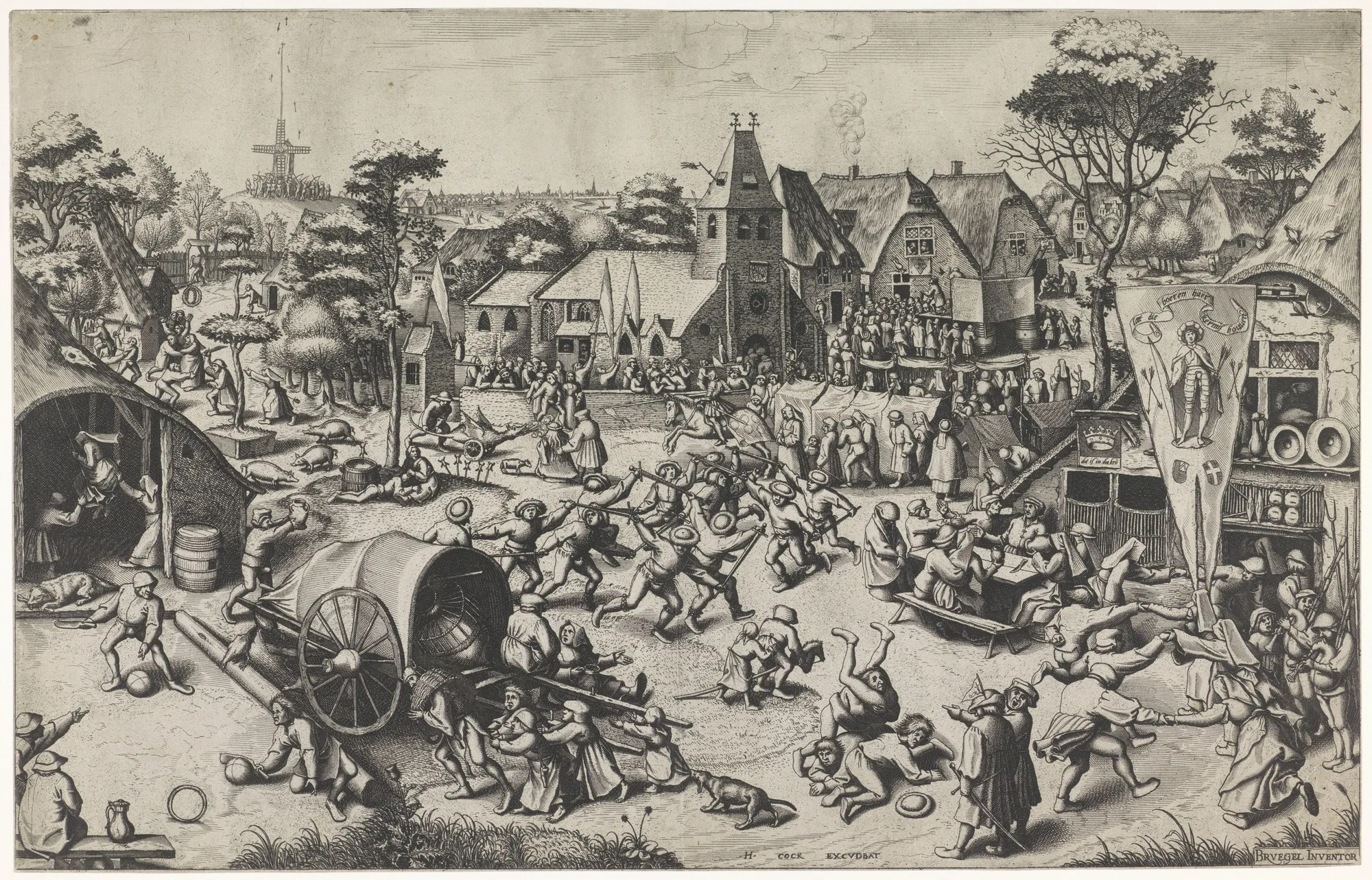 La feria de San Jorge, diseñada por Pieter Bruegel el Viejo, grabada por Johannes o Lucas van Doetechum y publicada por Hieronymus Cock, 1557–1561